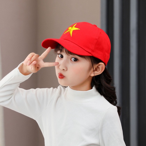 春秋款五角星儿童棒球帽红五星刺绣宝宝鸭舌帽男女童防晒遮阳帽子 - 封面