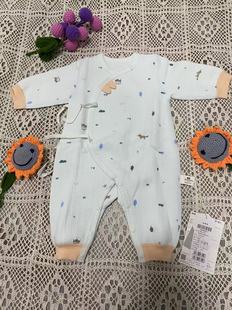 安宝儿新生儿空气棉夹丝三保暖春秋冬款夹棉开裆哈衣爬服外出服