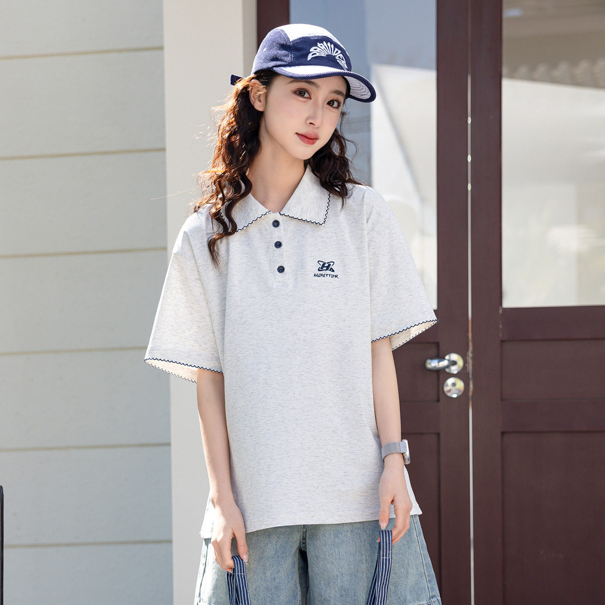 儿童短袖T恤女童POLO衫中大童夏季学院风初中生夏装宽松透气童装