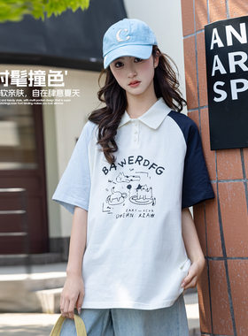 儿童短袖学院风夏季女童POLO衫中大童插肩袖凉爽夏装透气初中女生