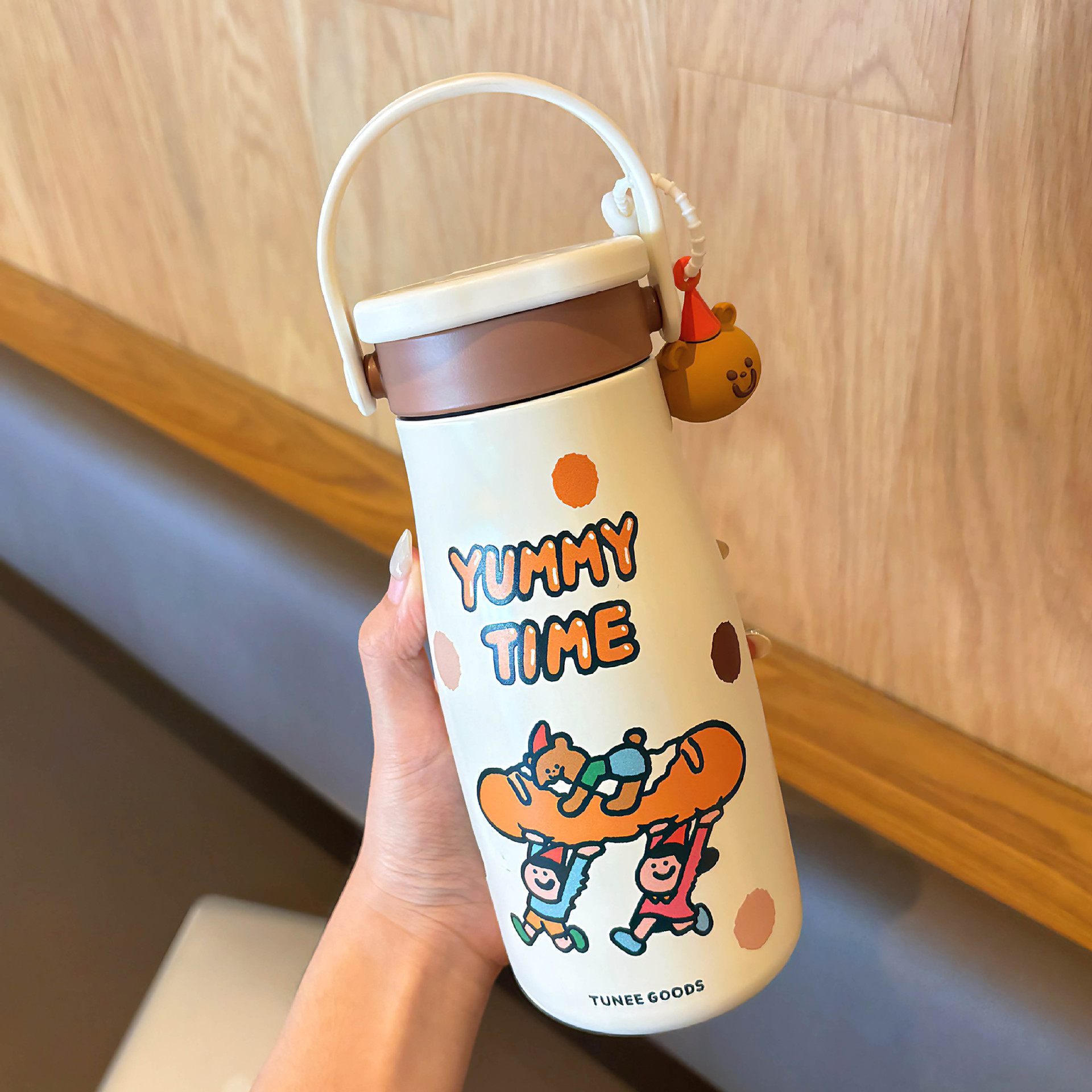 提手保温杯公仔丝印设计大容量316不锈钢饮水杯疯狂动物城系列