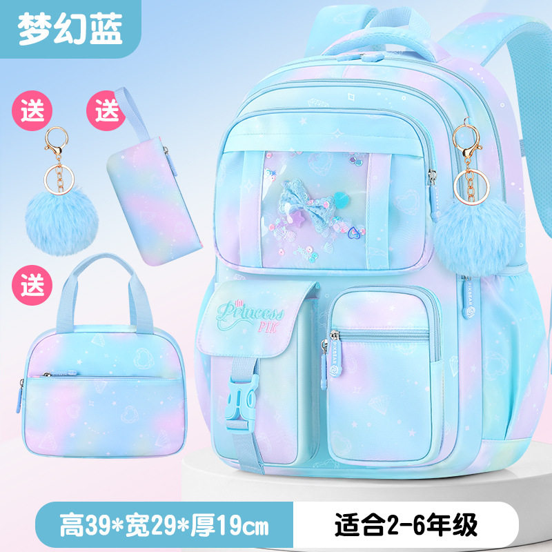 跨境新款小学生书包初中生双肩包女生轻大容量高颜值减负护脊背包