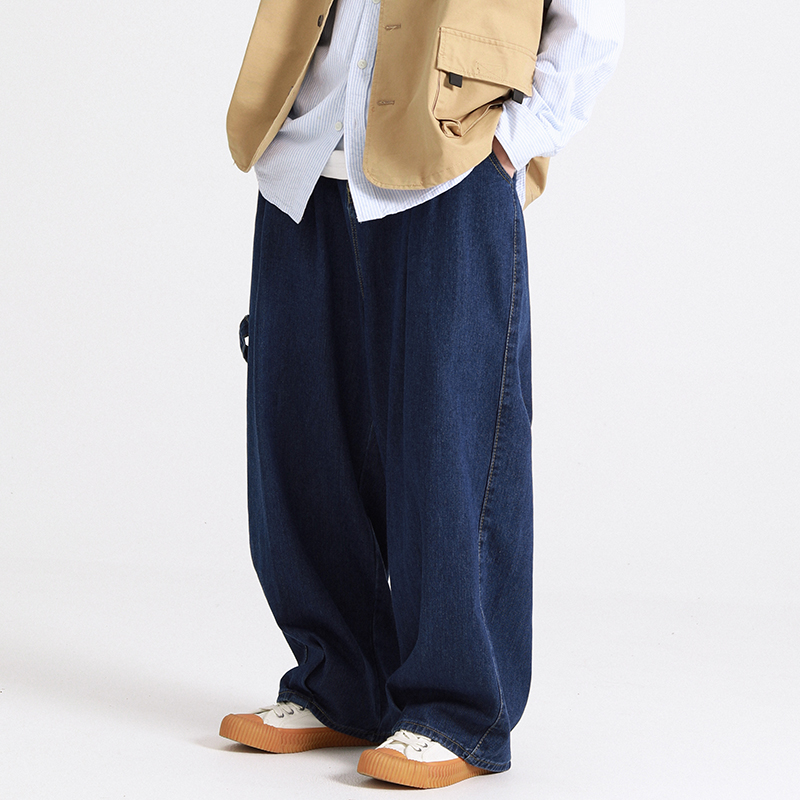 oversize高街阔腿直筒大码牛仔裤