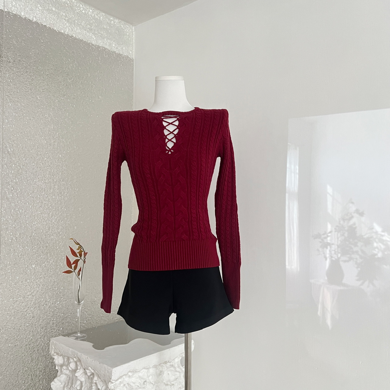 FuunJ 加州美院复古设计感收腰显瘦打底毛衣女修身内搭针织上衣