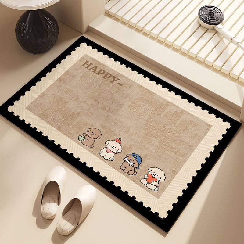 卡通硅藻泥浴室吸水地垫卫生间门口防滑速干脚垫家用可爱卫浴垫子