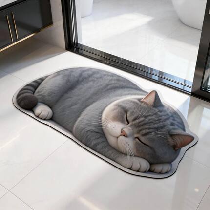 卡通浴室地垫3D效果可爱猫咪硅藻泥地垫吸水防滑垫卫生间家用脚垫