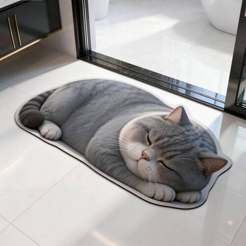 卡通浴室地垫3D效果可爱猫咪硅藻泥地垫吸水防滑垫卫生间家用脚垫