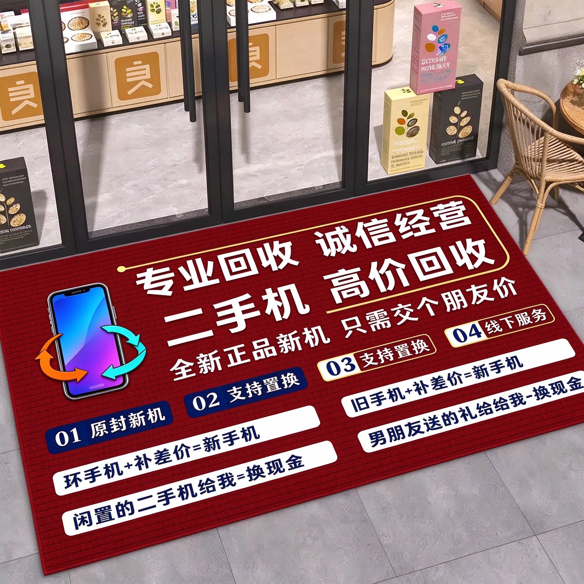手机维修商用地垫商铺门口进门迎宾地毯大面积满铺耐脏脚垫可定制