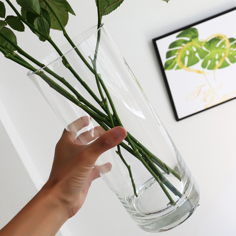 特大号玻璃花瓶直筒透明插花养富贵竹转运竹水竹竹子圆柱直筒鱼缸