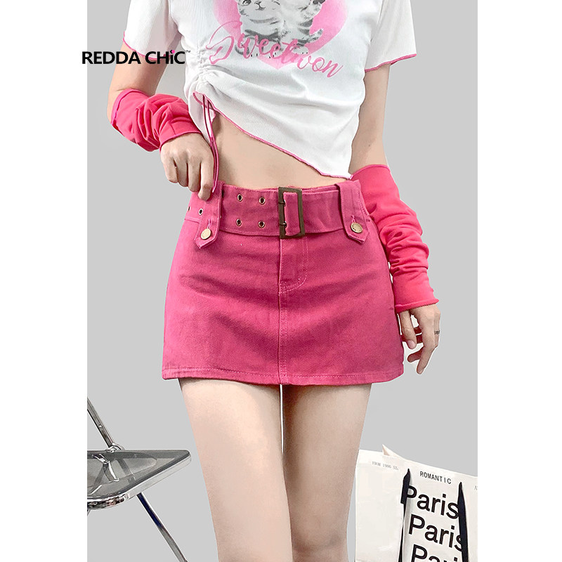 粉色甜辣风辣妹超短包臀裙紧身高腰少女小个子牛仔A字半身裙短裙