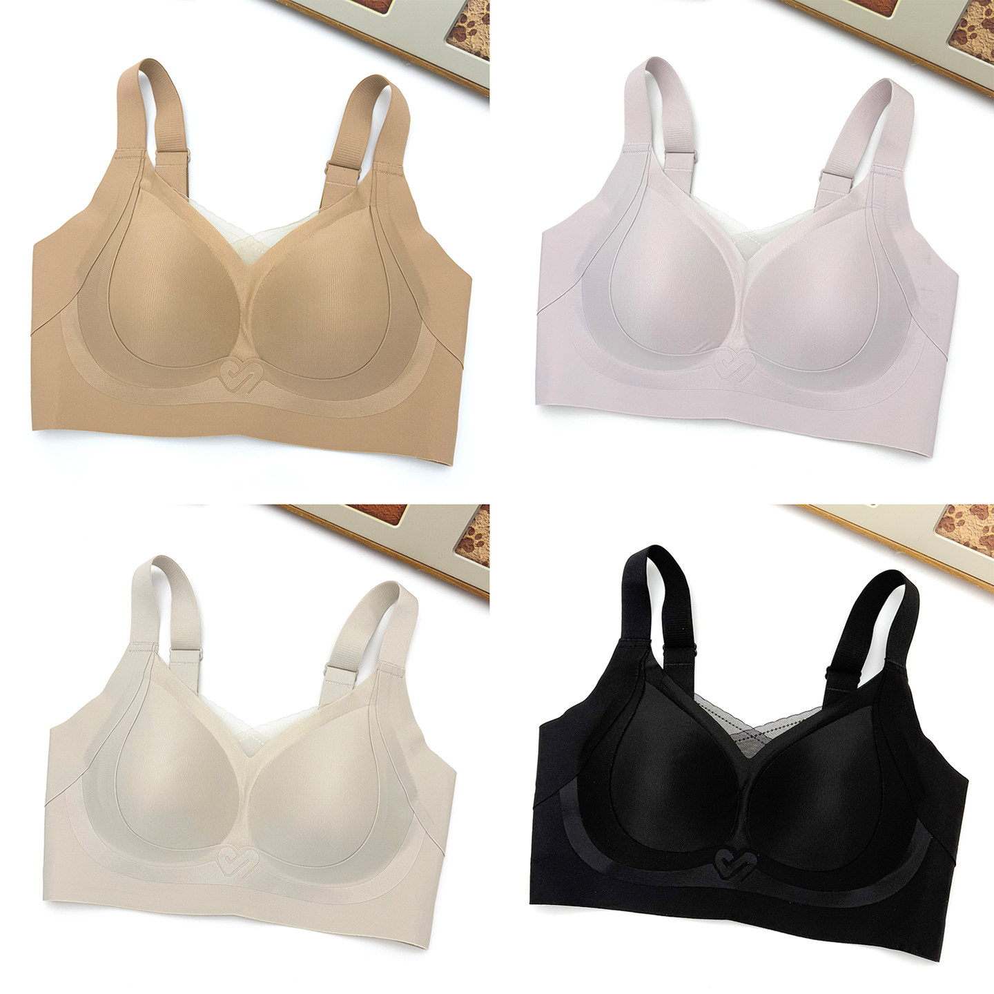 秒提猫A006聚拢提拉上托防下垂收副乳内衣女薄杯桑蚕丝棉无磁文胸