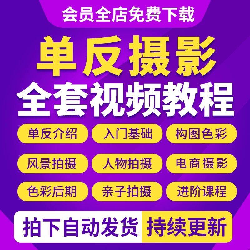 单反相机手机摄影视频教程零基础微单拍照入门技巧人像构图后期