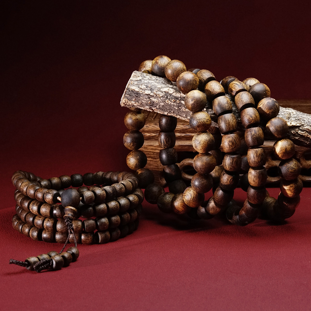 弄红记珠宝加里曼沉水级文莱沉香老料奇楠沉香佛珠手串男女款吊坠