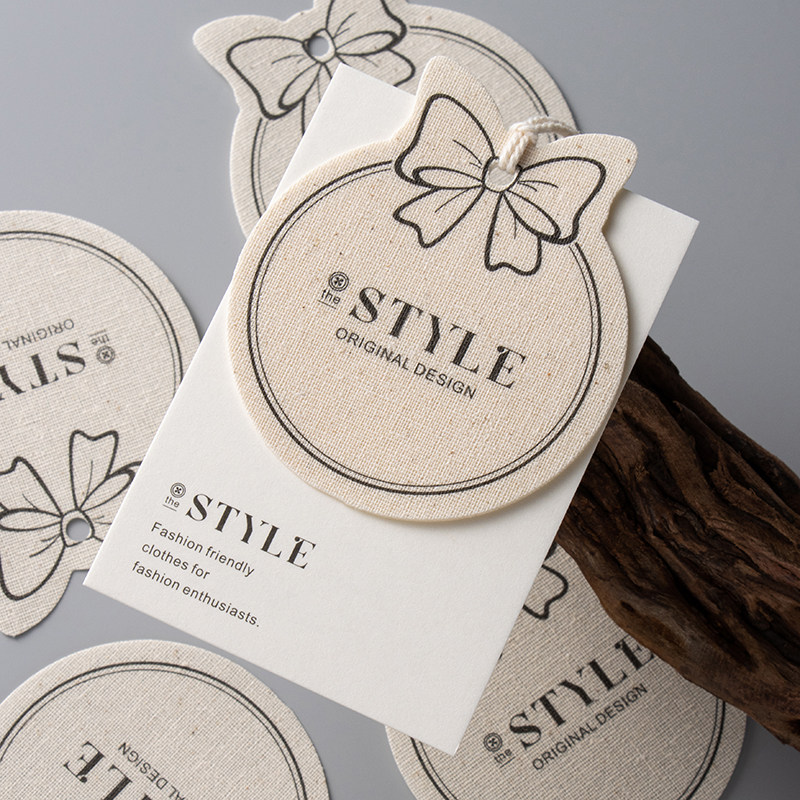 新款棉麻童装吊牌定制LOGO商标价格牌标签中国风吊卡现货订做