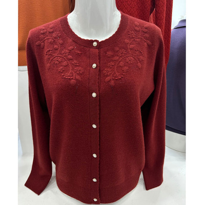 妈妈秋装2025新款羊毛开衫外套女