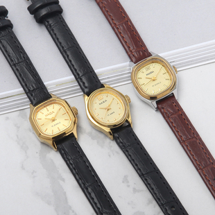 老海达方形复古小巧女款手动机械表库存全新