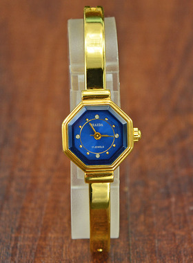 HAIDA，宝蓝色简单大气镀金带钻时尚女表