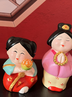 泥人张手作泥塑人物摆件 长安的荔枝系列 天津特色伴手礼泥人女孩