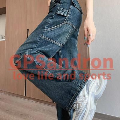 GPSandron复古工装裤子女牛仔