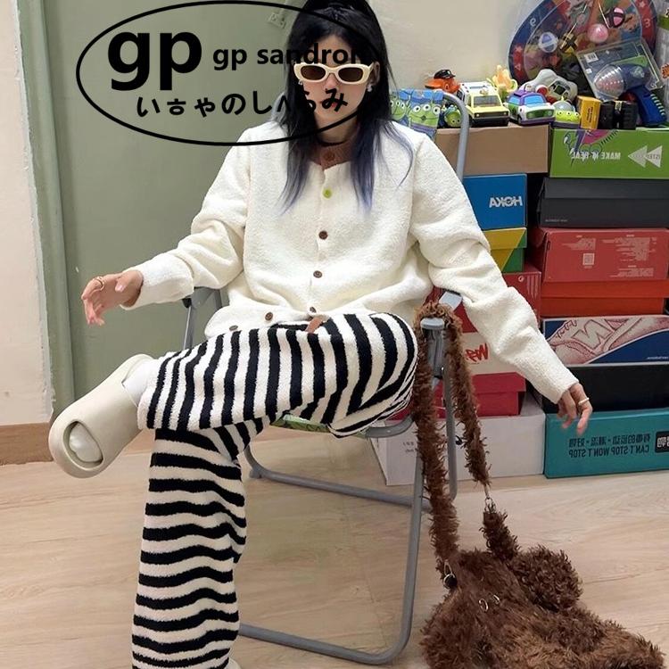 日本gp半边绒睡衣女秋冬季加厚
