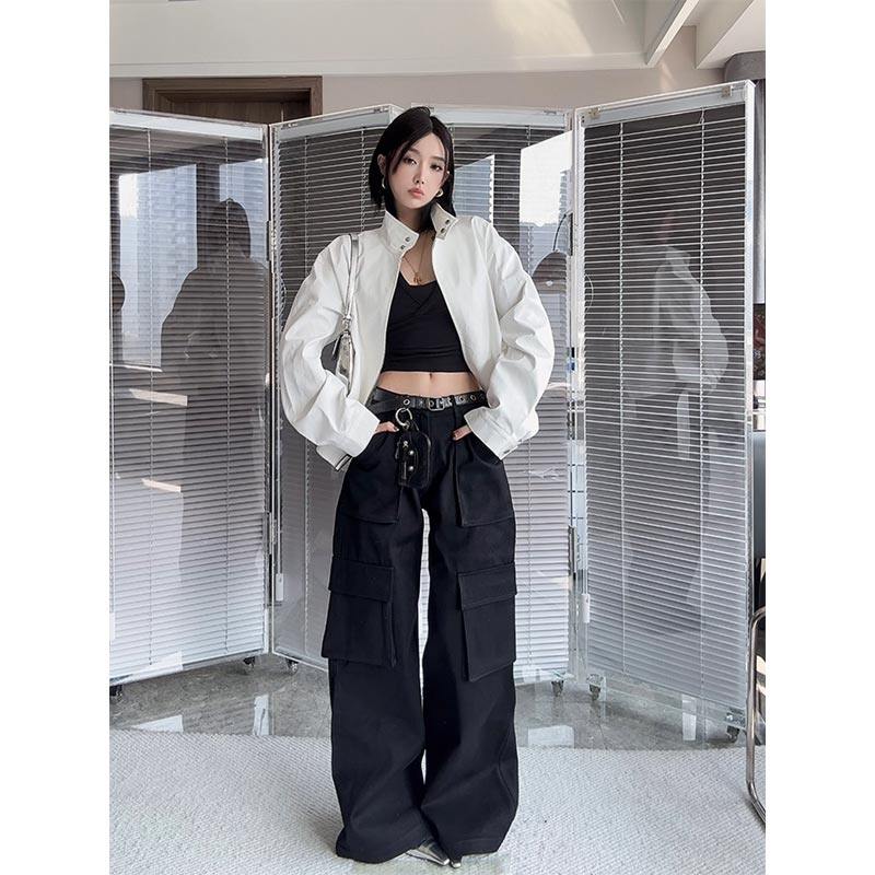 IAMCPLUS 2025美式高街复古立体阔型多口袋直筒工装裤阔腿裤,女装/女士精品,休闲裤,淘宝优惠券,粉丝福利购,淘宝优惠卷