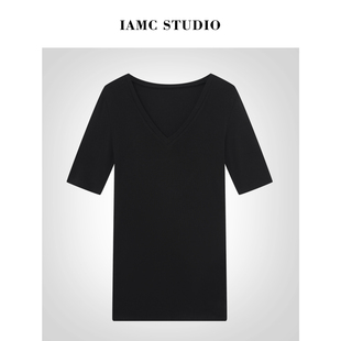 IAMCPLUS 印花V领T恤上衣 2026SS