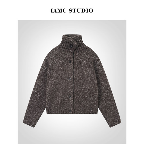 IAMCPLUS 2025AW 花岗岩棕毛织开衫