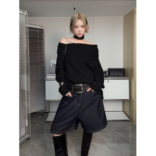 翻领套头毛衣 慵懒一字肩灯笼袖 IAMCPLUS 2025AW