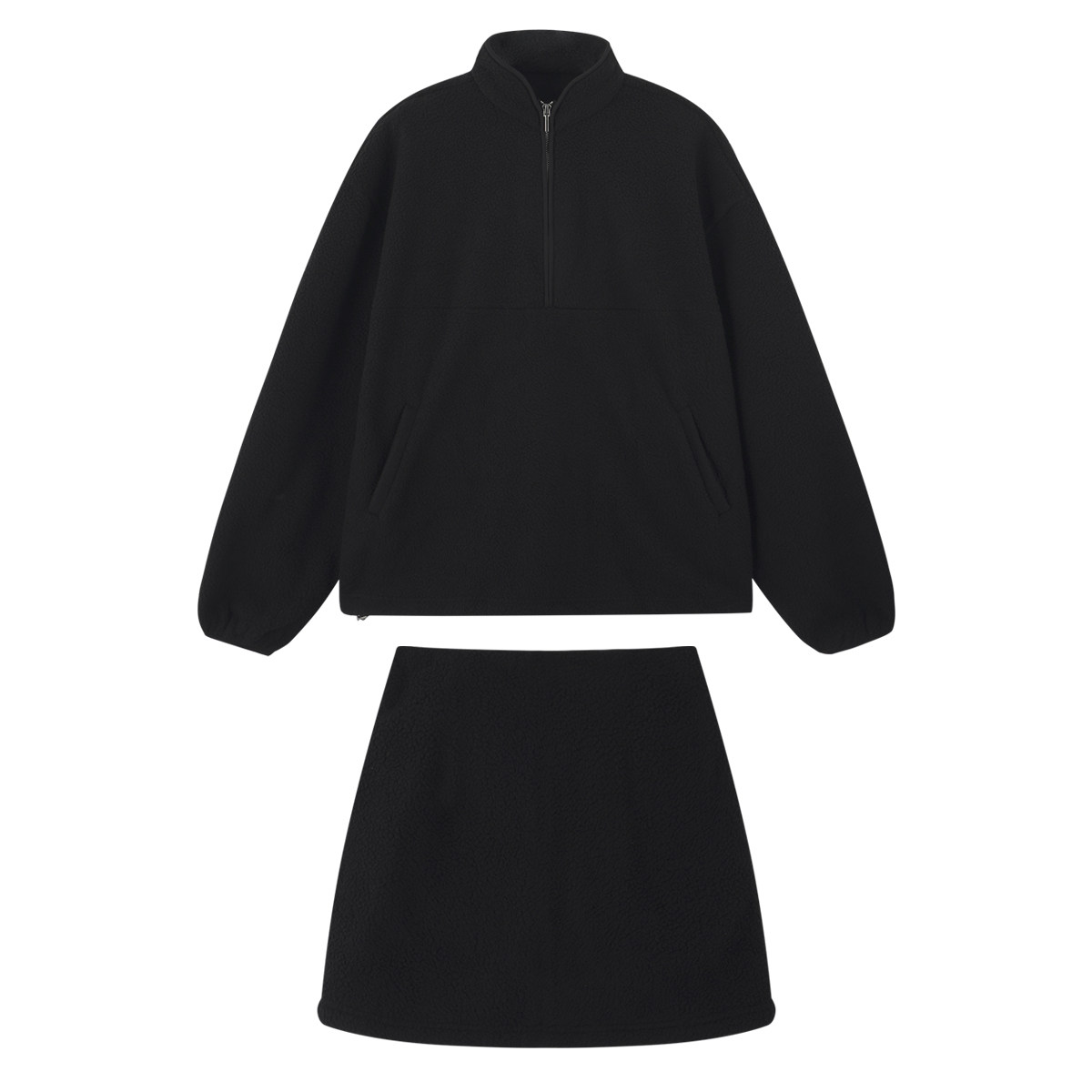 IAMCPLUS 2025AW 加厚摇粒绒套头宽松卫衣+短裙套装