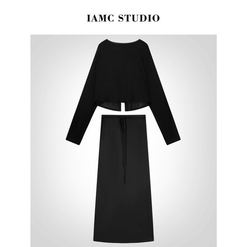 IAMCPLUS 2026SS 后纽扣上衣+垂感显瘦半裙套装