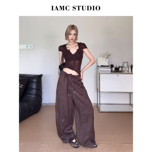IAMCPLUS 2026SS 抽绳亚麻裤
