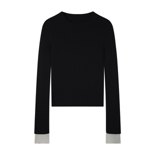 口修身 撞色黑白袖 针织上衣 2025AW IAMCPLUS