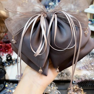 在逃甜心网纱蝴蝶结马尾夹法式显发量高级感抓夹半扎发夹2026头饰