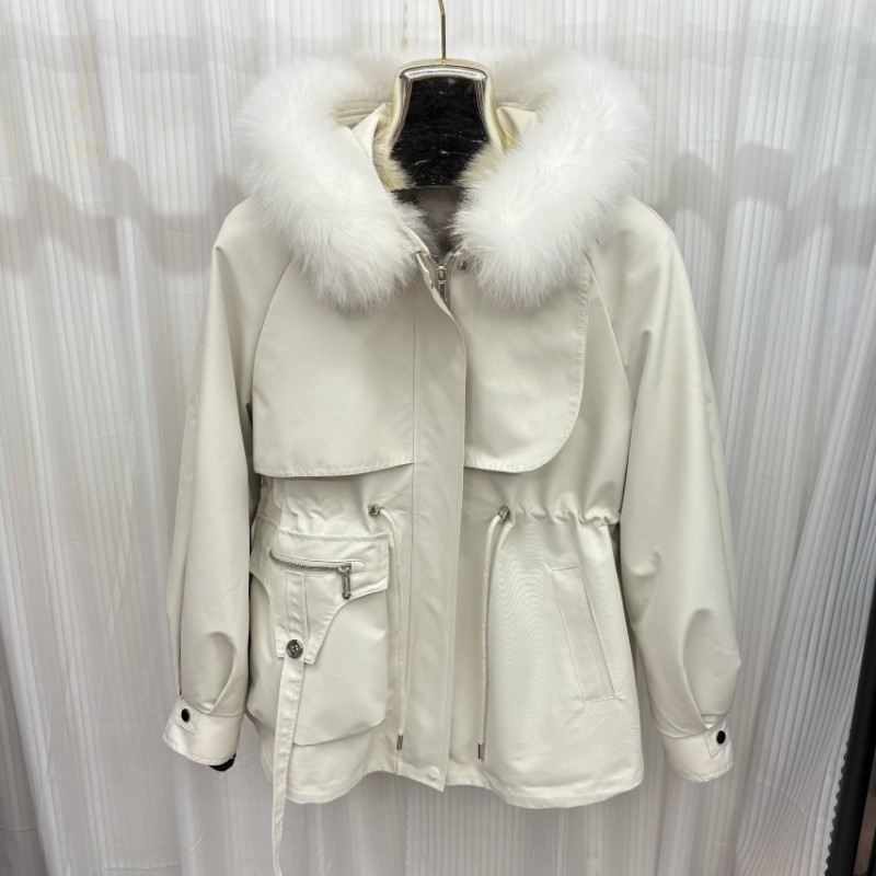 真皮草派克服狐狸毛领水貂内胆万人迷女抗风保暖活里活面可拆卸