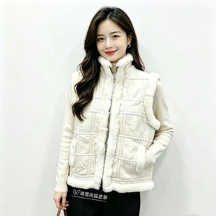 真皮草女羊毛皮毛一体马甲女冬季新款秋冬外套女背心羊羔毛马夹