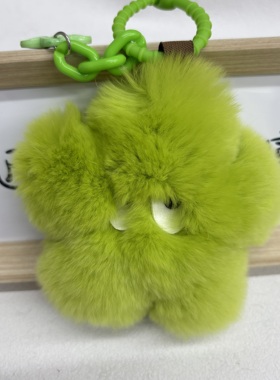 真皮草真獭兔黑色小花可爱包挂件