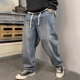 直筒休闲阔腿长裤 美式 春秋季 男潮牌宽松胖子加肥加大码 复古牛仔裤