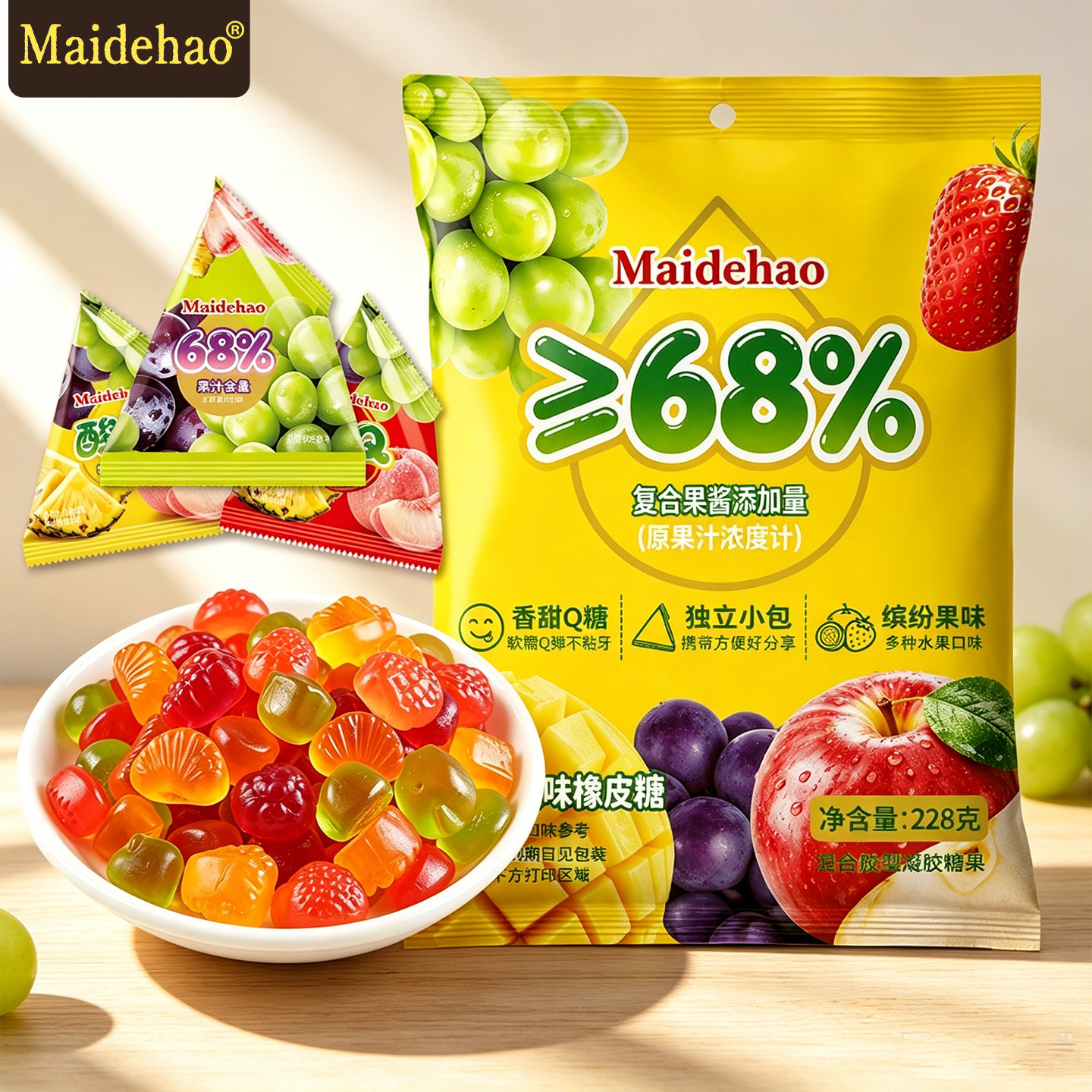 麦德好酸软糖散装500克水果味橡皮糖小零食宝宝生日婚庆结婚喜糖