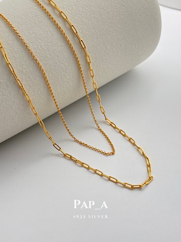 PAP_A·双层叠戴素链|s925银镀18k金
