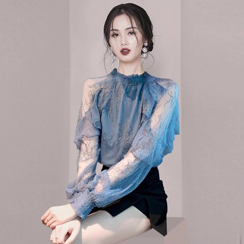 洋气雪纺衬衫女春秋季薄款2024新款长袖超仙设计感上衣女气质时尚