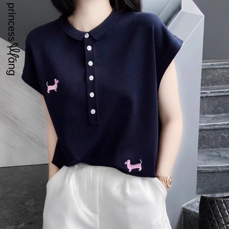 冰丝针织衫女夏季2025新款时尚减龄套头坎肩短袖上衣女设计感小众
