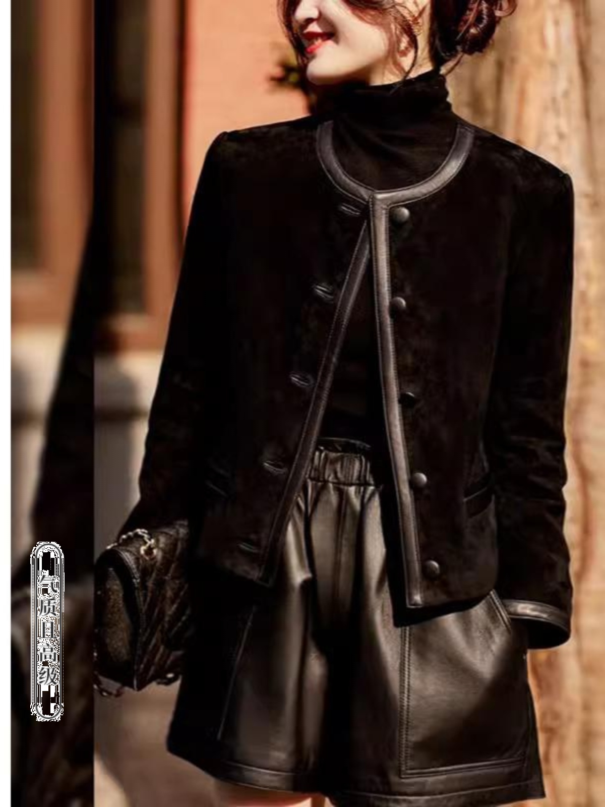 轻奢法式羊绒短款皮衣女春季2025新款高级感时尚休闲气质开衫外套