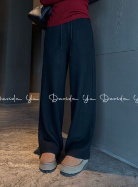 【黑钻直筒裤】桑蚕丝绵羊毛加绒保暖百搭休闲裤2025080T