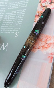 百乐743硬橡胶笔杆樱花撒金粉鱼雷钢笔定制大漆笔杆非遗特色礼物