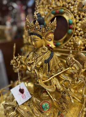 尼泊尔手工艺紫铜鎏金聚光佛母63CM