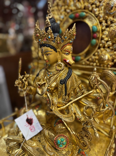 尼泊尔手工艺紫铜鎏金聚光佛母63CM
