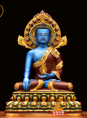 藏式尼泊尔手工錾刻不动佛铜像