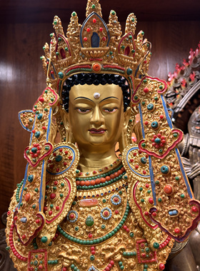 藏传密宗藏东工艺58cm铜鎏金觉悟佛大昭寺觉悟佛