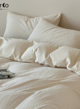 Morco全棉纯棉色织提花简约轻奢四件套床单被套床上用品2025新款