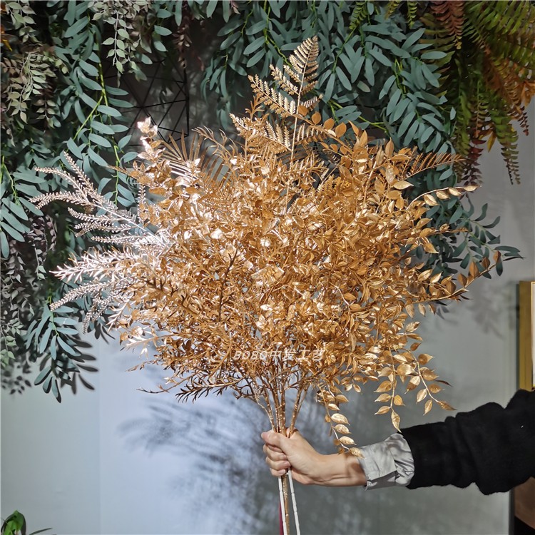 仿真金色叶子红果发财果摆件